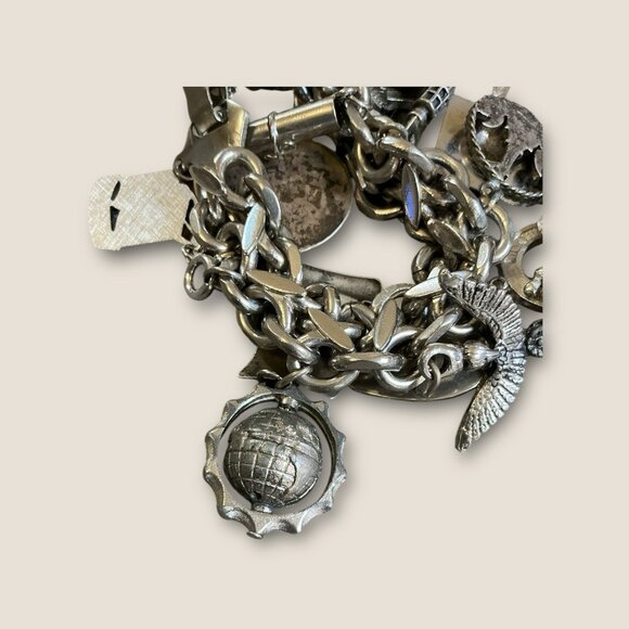 Estate Vintage Charm Bracelet Loaded With Sterling Charms Including Bell Trading - Picture 14 of 16